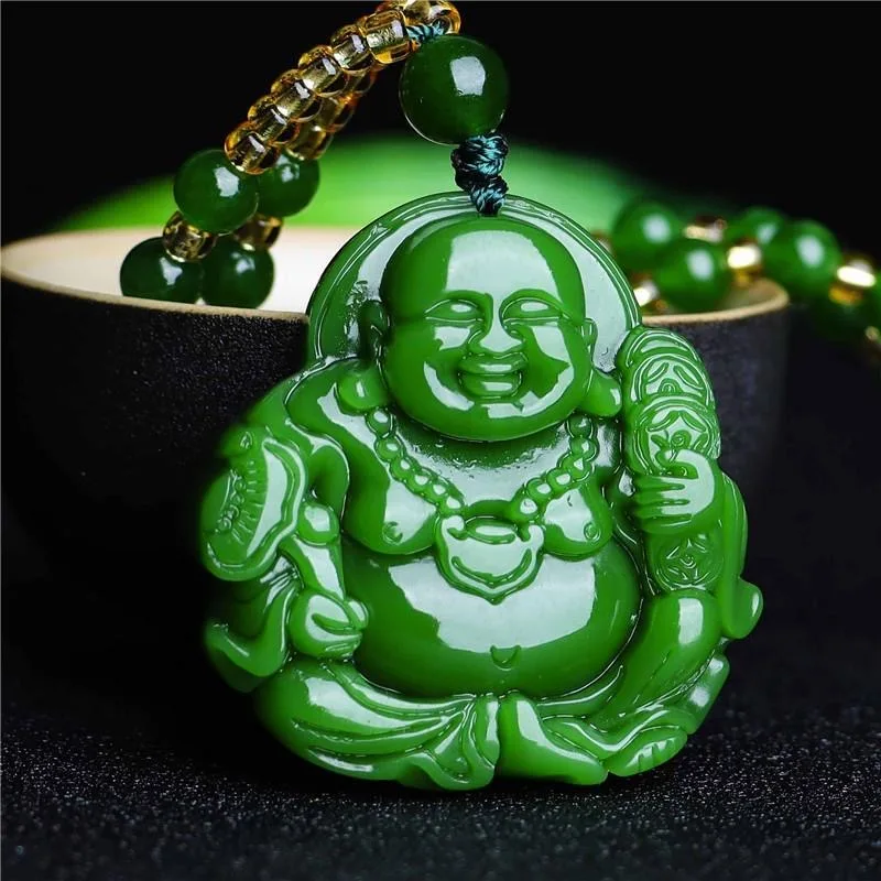 Jewelry & Watches Review - Китайский зеленый нефритовый кулон Будды Maitreya