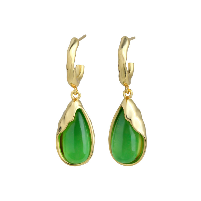 Drop Earrings - Зеленые серьги-капли из натурального нефрита, талисманы,